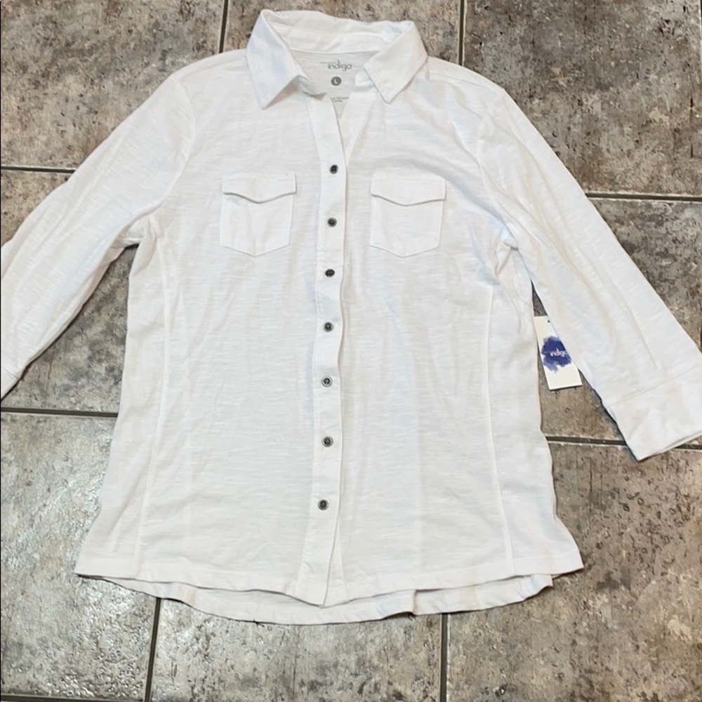 Indigo Button Up Shirt NWT